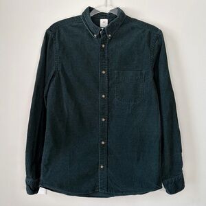 H&M Dark Green Corduroy Button Down Shirt